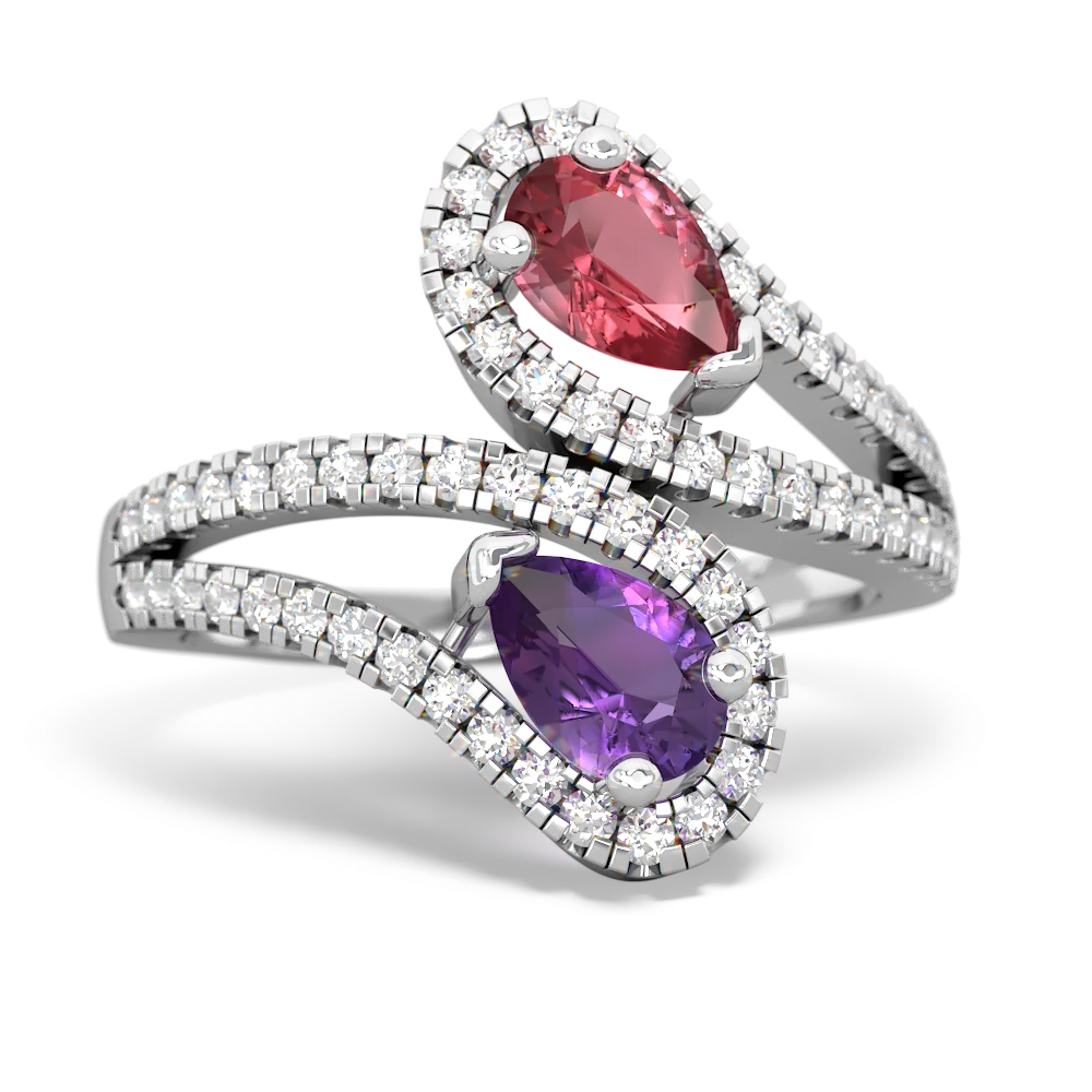 Pink Tourmaline Diamond Dazzler 14K White Gold ring R3000