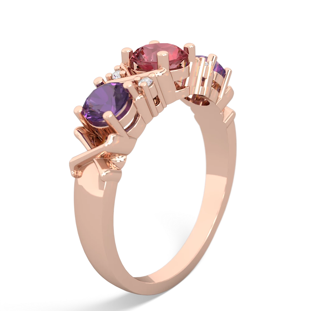 Pink Tourmaline Hugs And Kisses 14K Rose Gold ring R5016