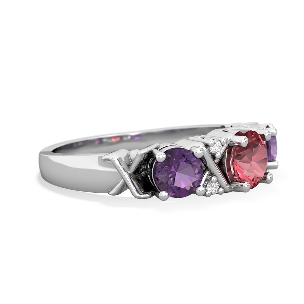 Pink Tourmaline Hugs And Kisses 14K White Gold ring R5016