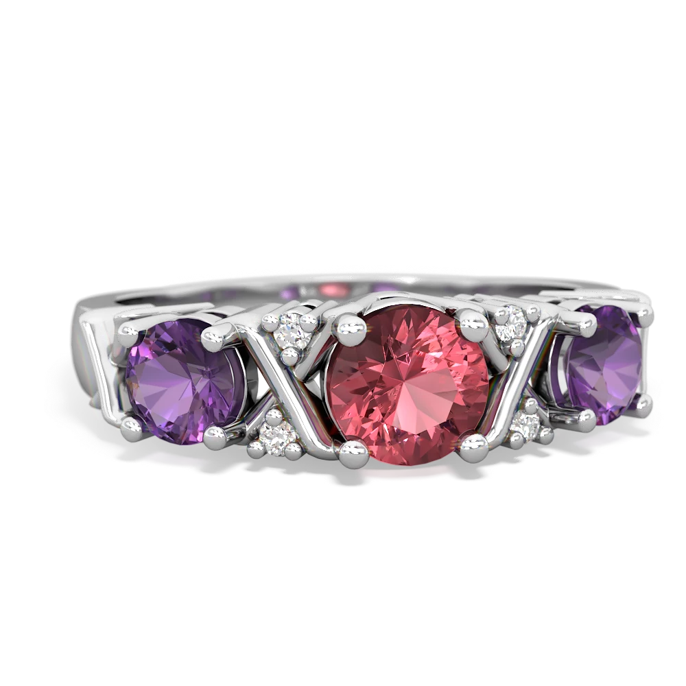 Pink Tourmaline Hugs And Kisses 14K White Gold ring R5016