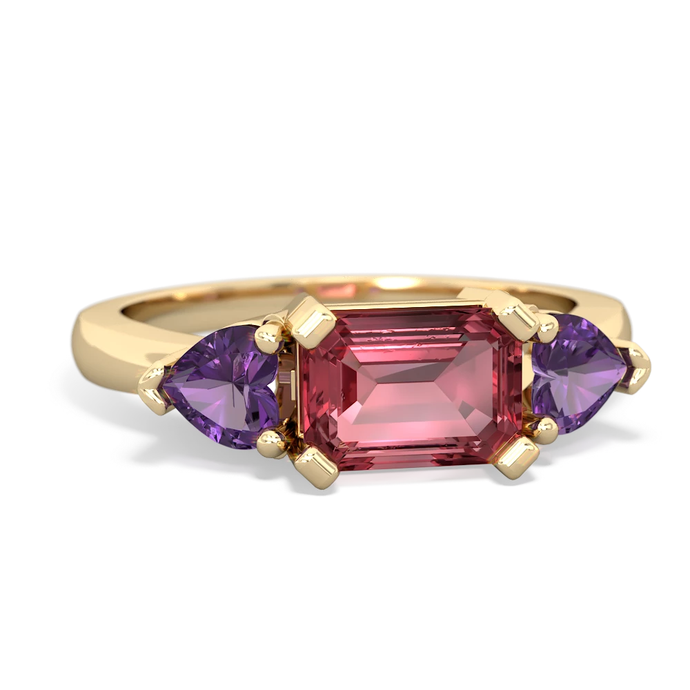 Pink Tourmaline Three Stone 14K Yellow Gold ring R5235