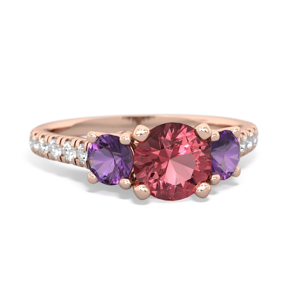 Pink Tourmaline Pave Trellis 14K Rose Gold ring R5500