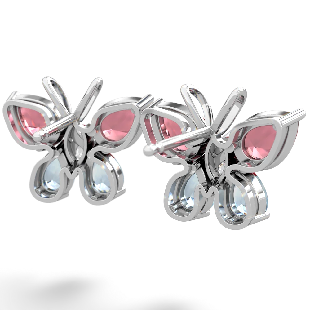 Pink Tourmaline Butterfly 14K White Gold earrings E2215