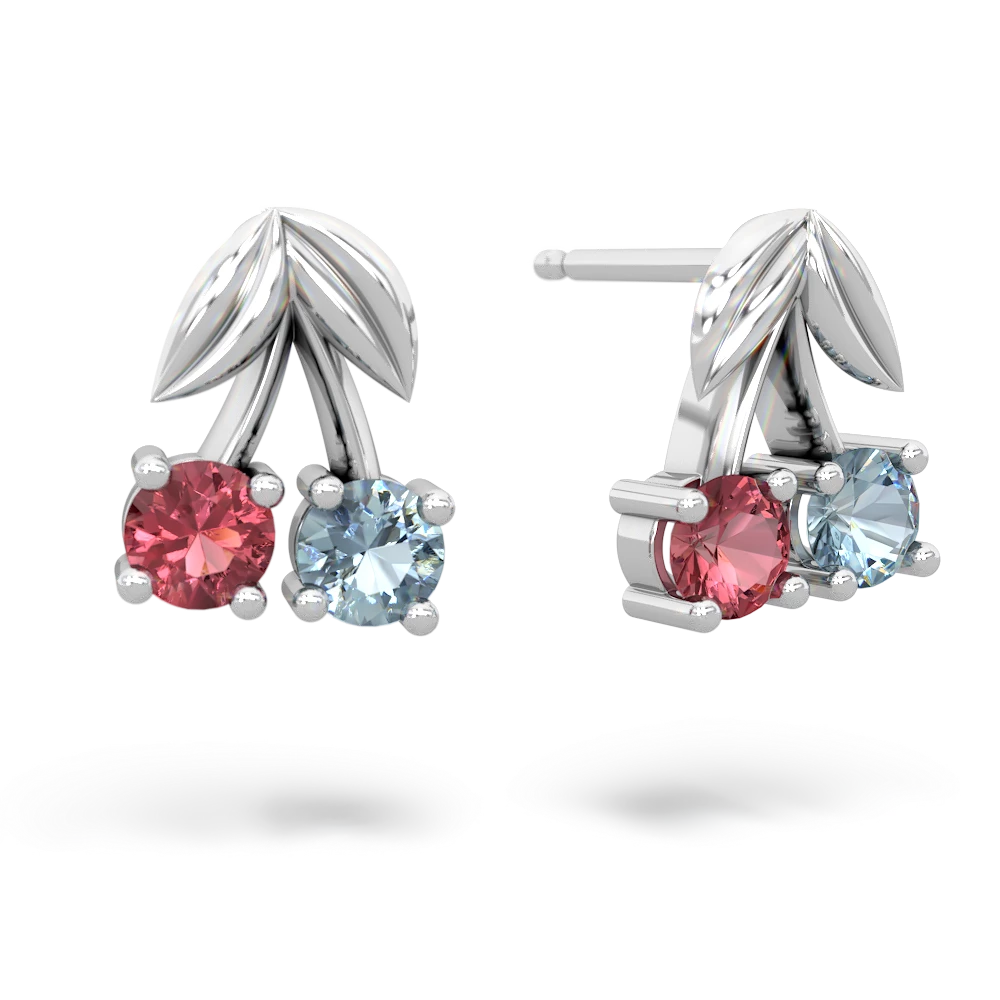 Pink Tourmaline Sweet Cherries 14K White Gold earrings E7001