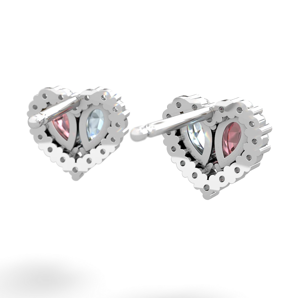 Pink Tourmaline Halo 14K White Gold earrings E7008