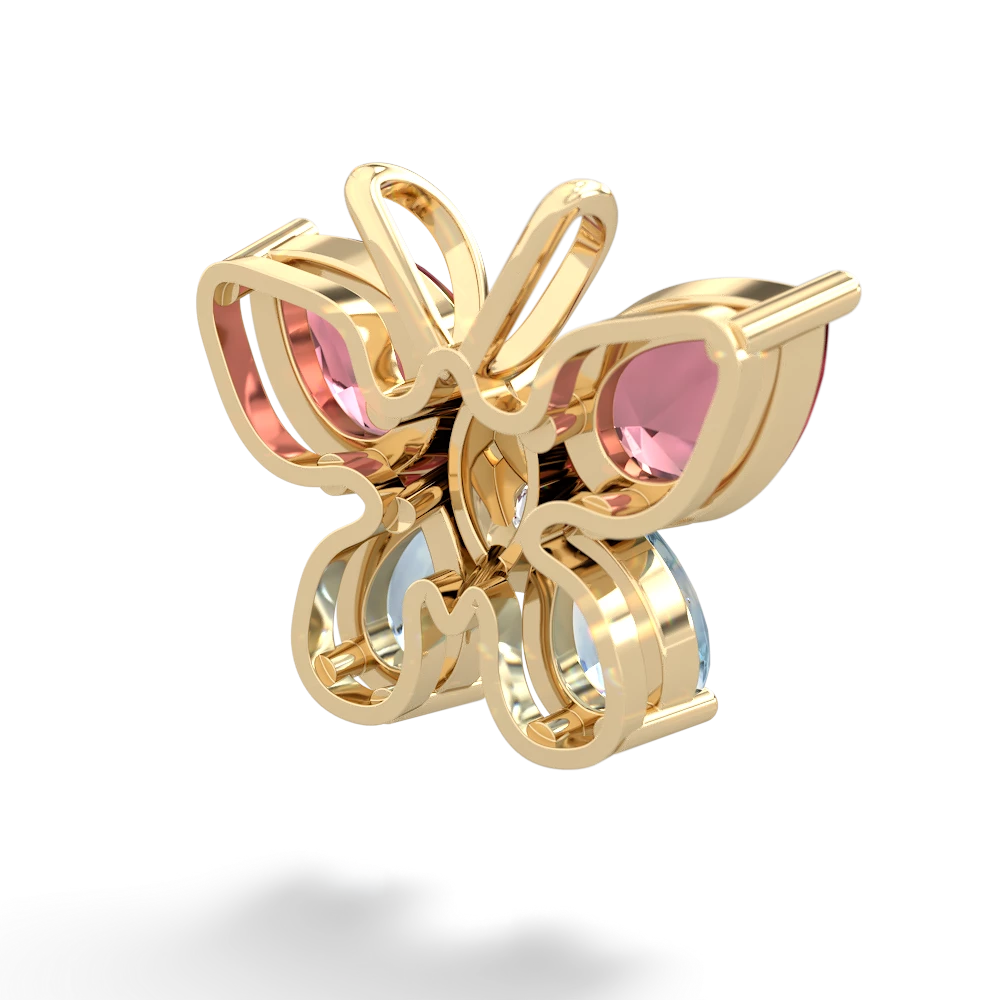 Pink Tourmaline Butterfly 14K Yellow Gold pendant P2215