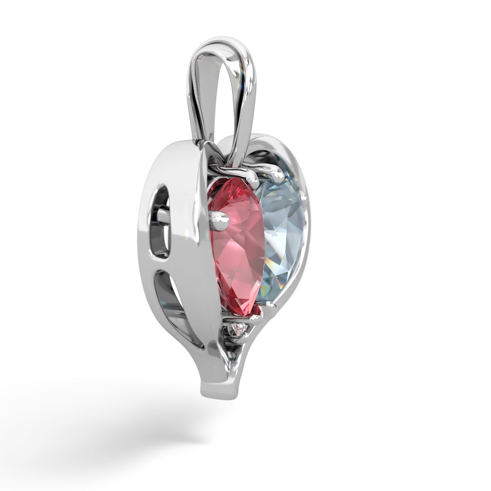 Pink Tourmaline Two Become One 14K White Gold pendant P5330