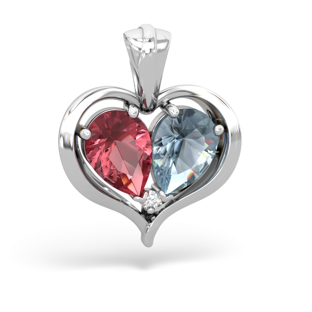 Pink Tourmaline Two Become One 14K White Gold pendant P5330