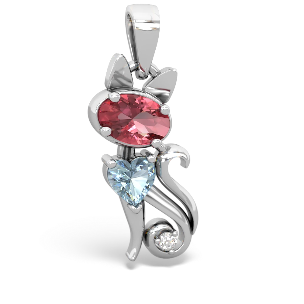 Pink Tourmaline Kitten 14K White Gold pendant P5780