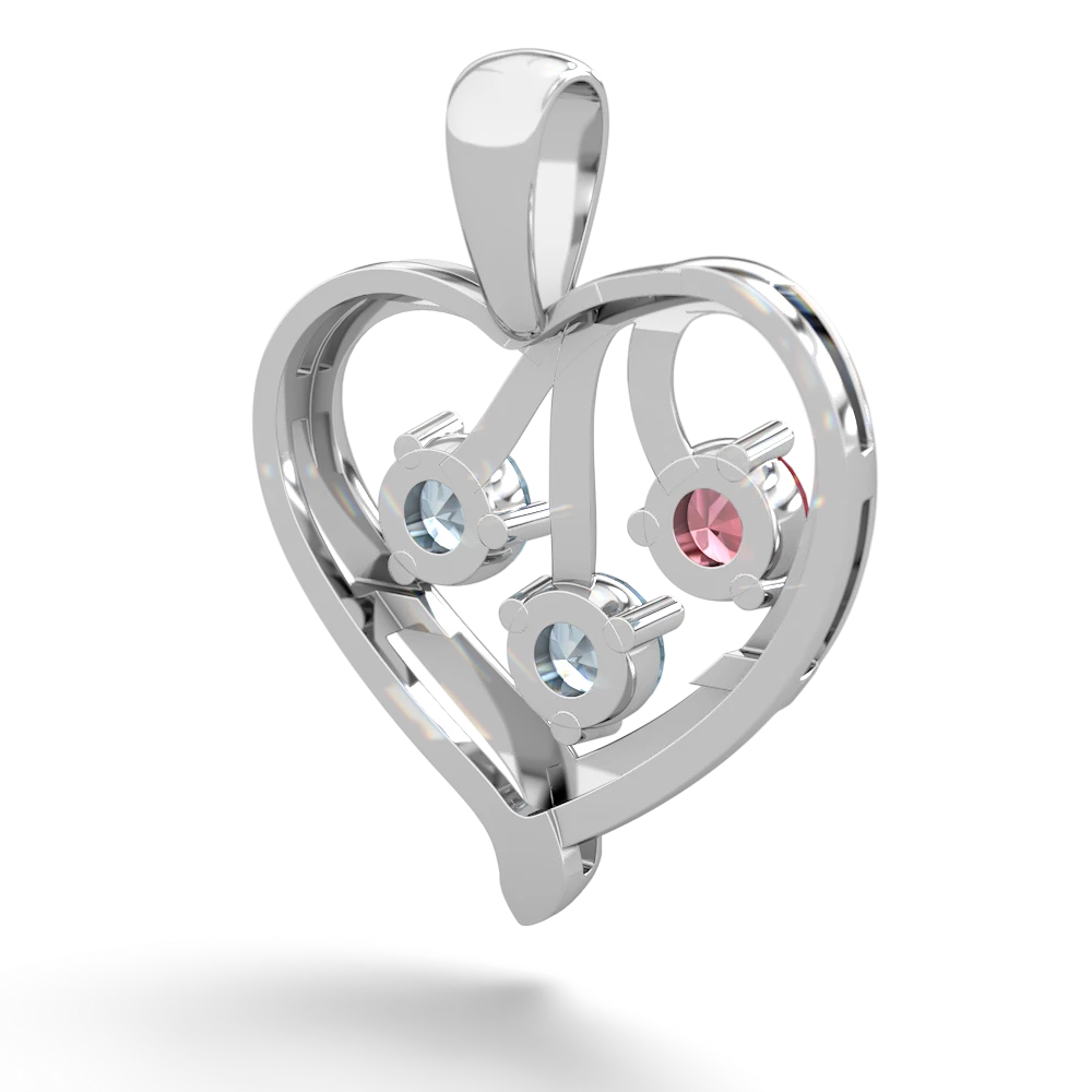 Pink Tourmaline Glowing Heart 14K White Gold pendant P2233