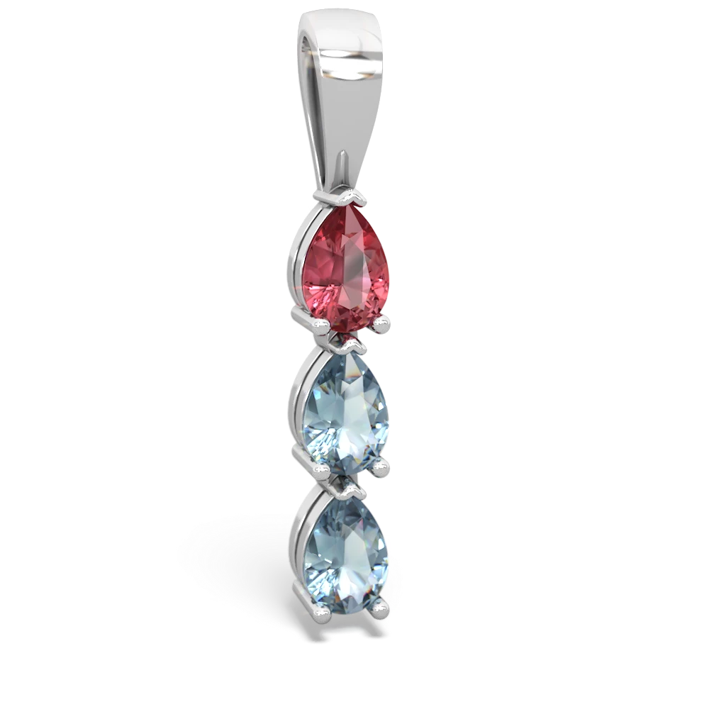 Pink Tourmaline Dew Drops 14K White Gold pendant P2251