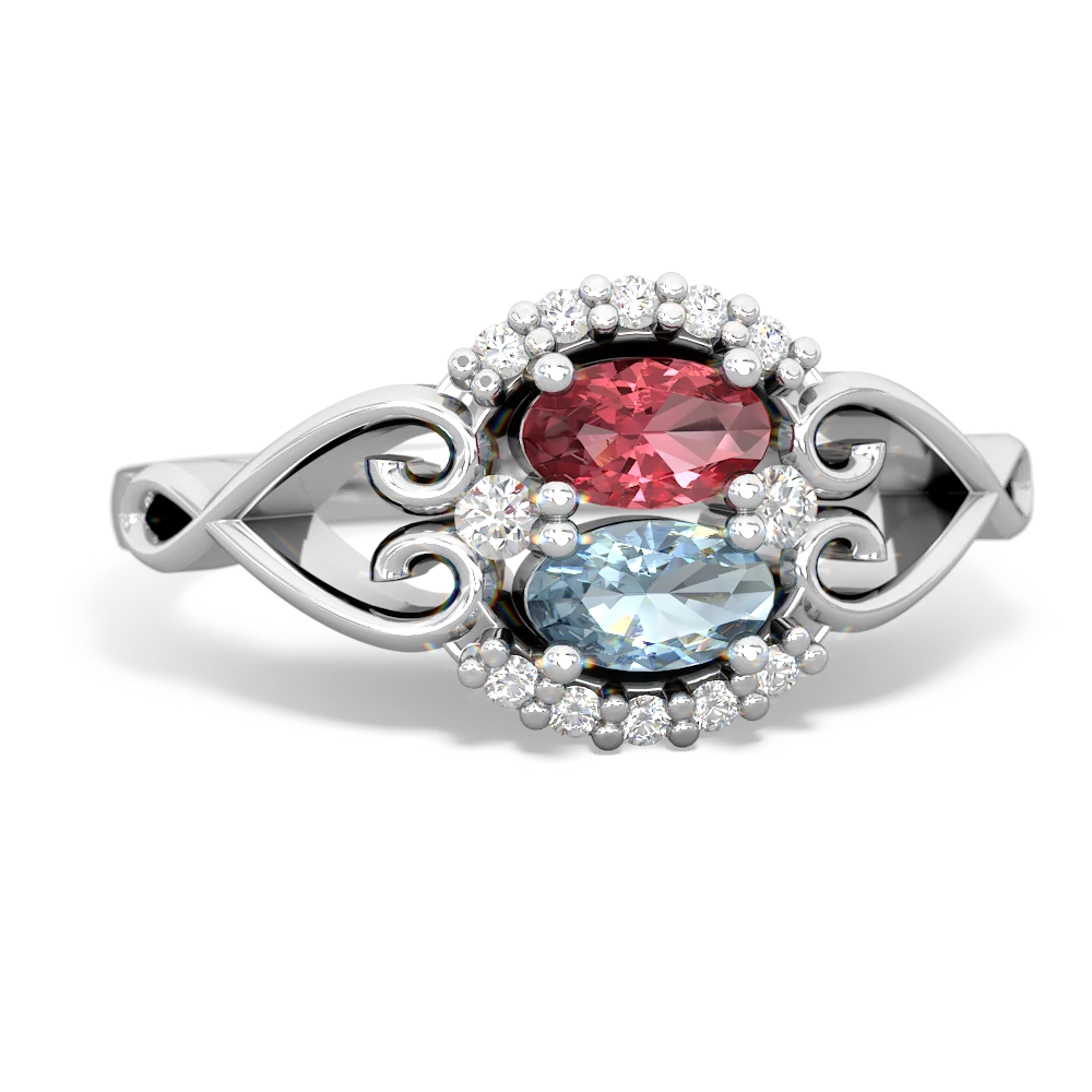 Pink Tourmaline Love Nest 14K White Gold ring R5860