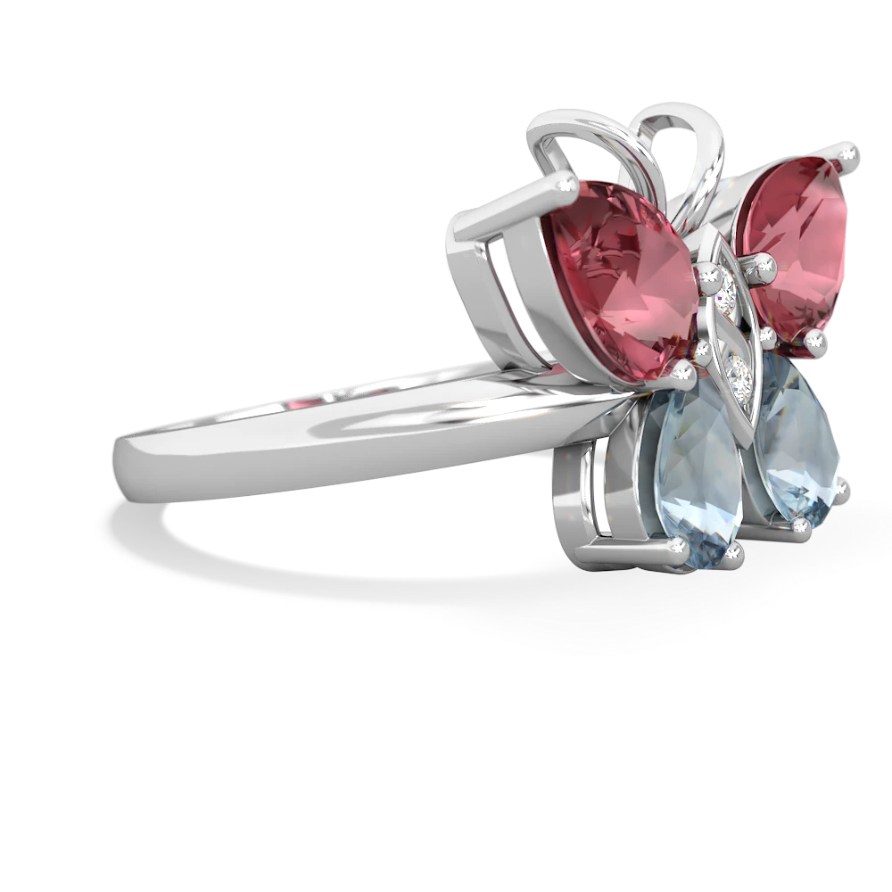 Pink Tourmaline Butterfly 14K White Gold ring R2215