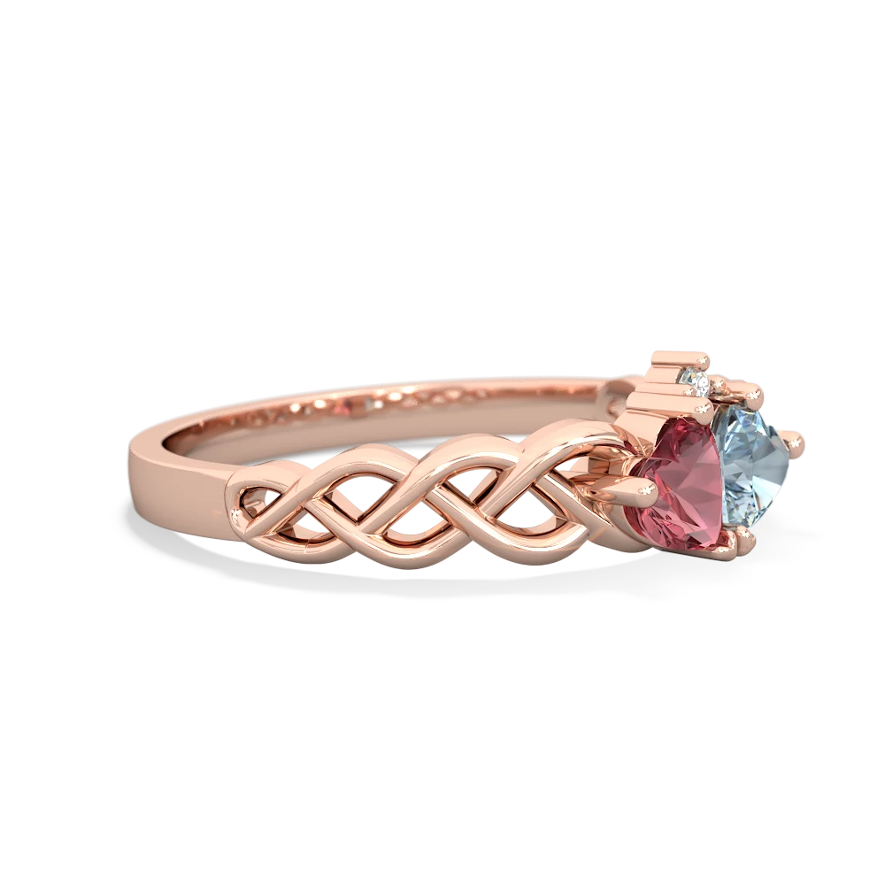 Pink Tourmaline Heart To Heart Braid 14K Rose Gold ring R5870