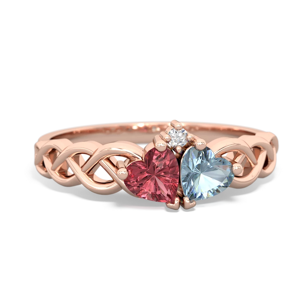 Pink Tourmaline Heart To Heart Braid 14K Rose Gold ring R5870