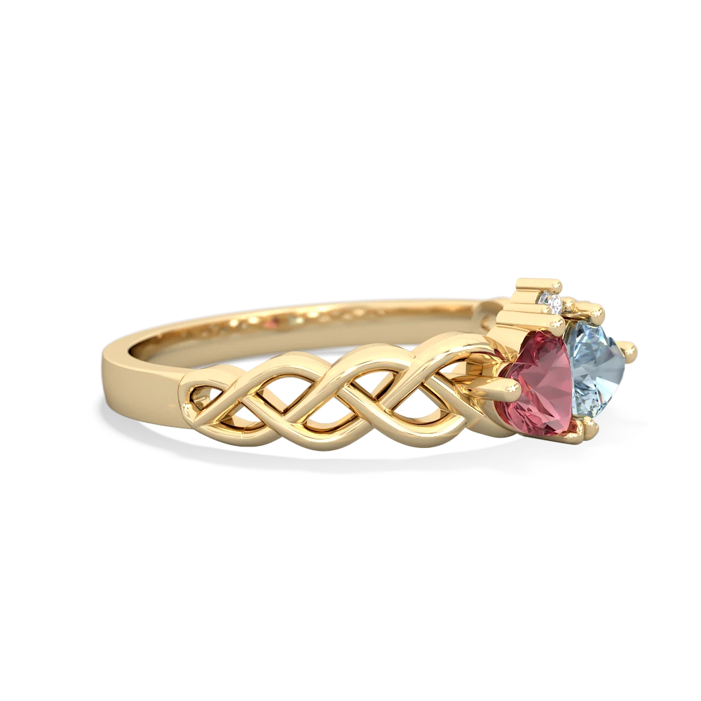 Pink Tourmaline Heart To Heart Braid 14K Yellow Gold ring R5870