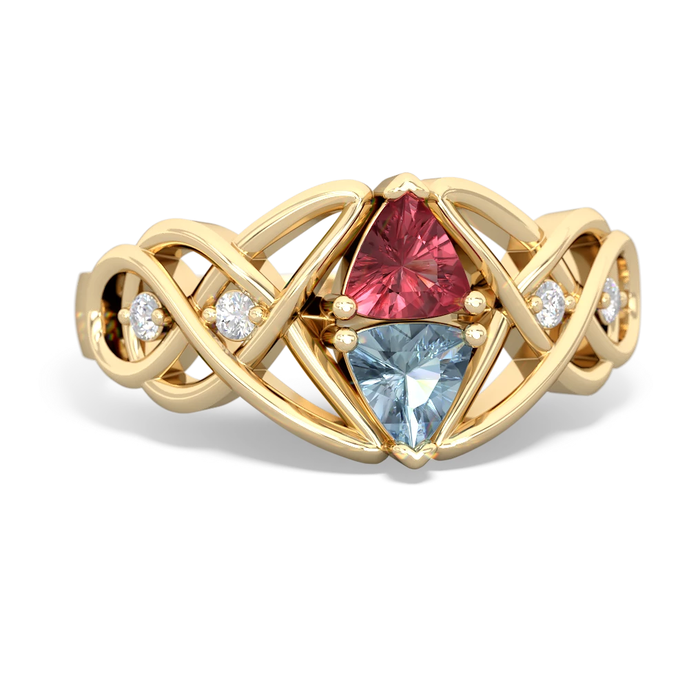 Pink Tourmaline Keepsake Celtic Knot 14K Yellow Gold ring R5300