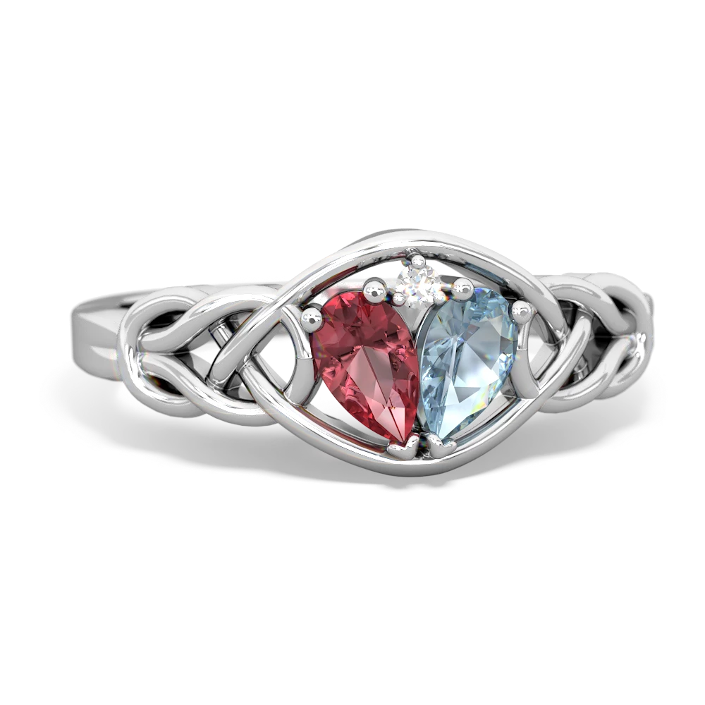 Pink Tourmaline Celtic Love Knot 14K White Gold ring R5420