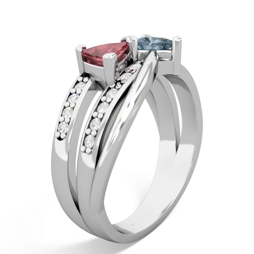 Pink Tourmaline Bowtie 14K White Gold ring R2360