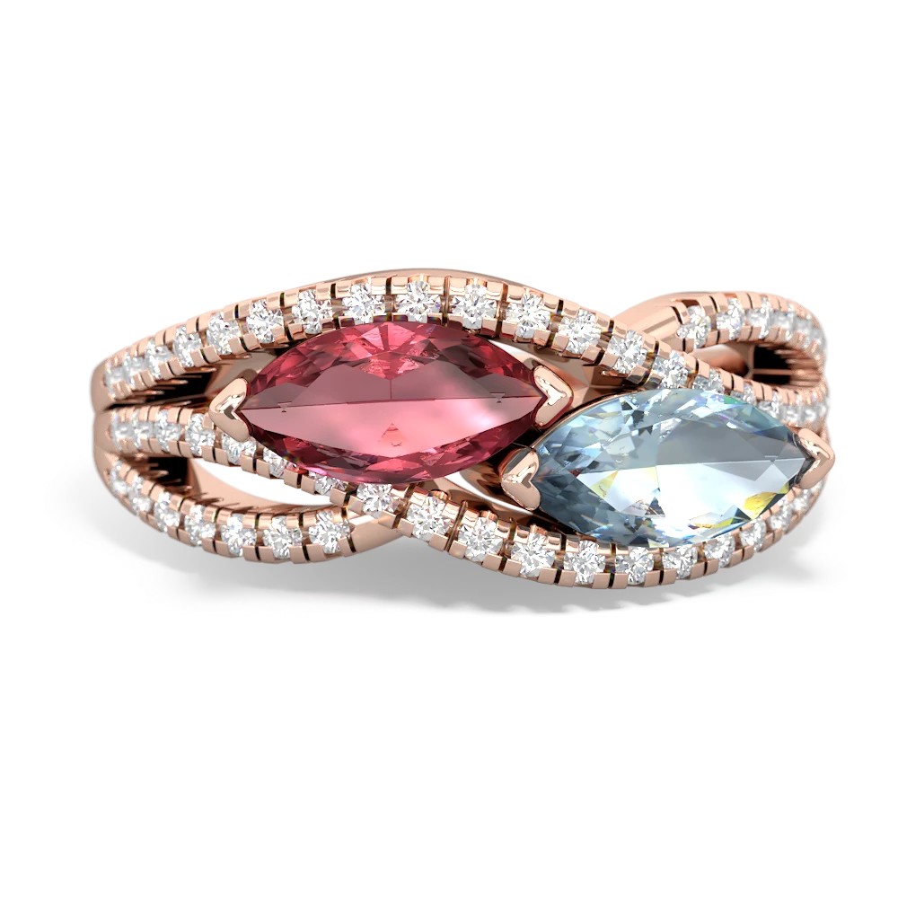 Pink Tourmaline Diamond Rivers 14K Rose Gold ring R3070