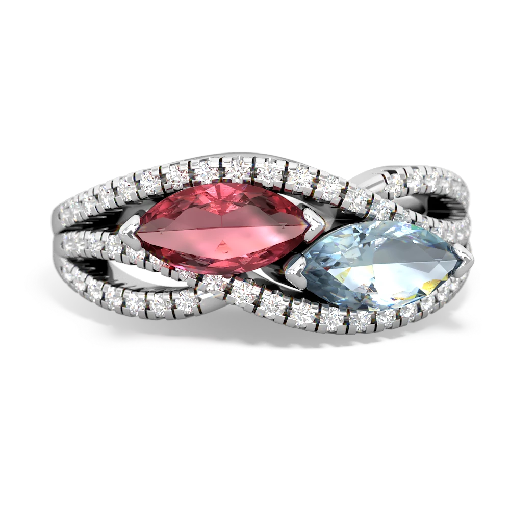 Pink Tourmaline Diamond Rivers 14K White Gold ring R3070