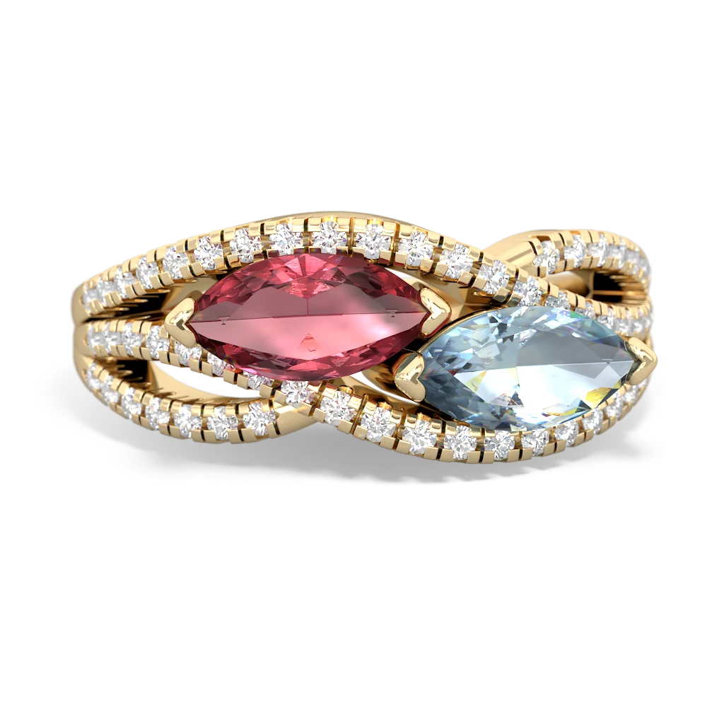 Pink Tourmaline Diamond Rivers 14K Yellow Gold ring R3070