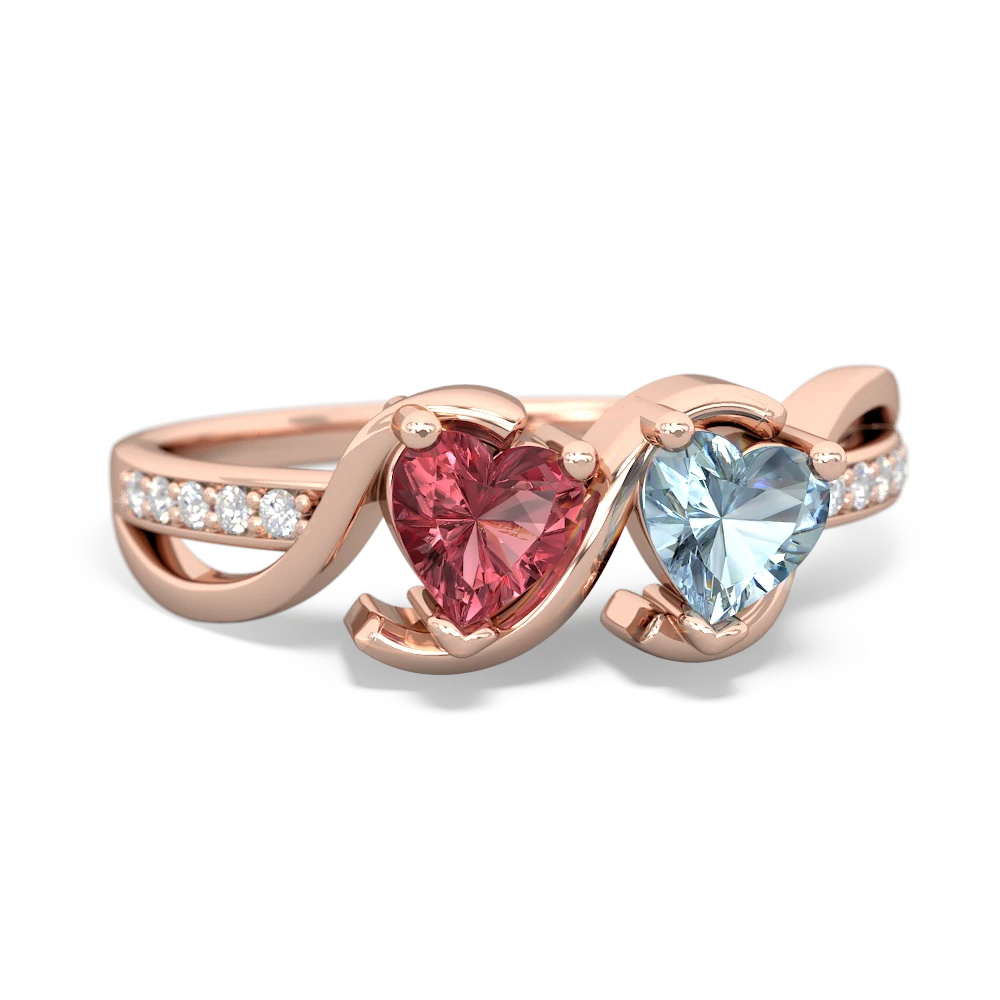 Pink Tourmaline Side By Side 14K Rose Gold ring R3090