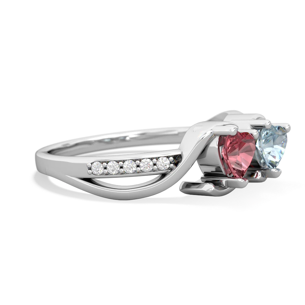 Pink Tourmaline Side By Side 14K White Gold ring R3090