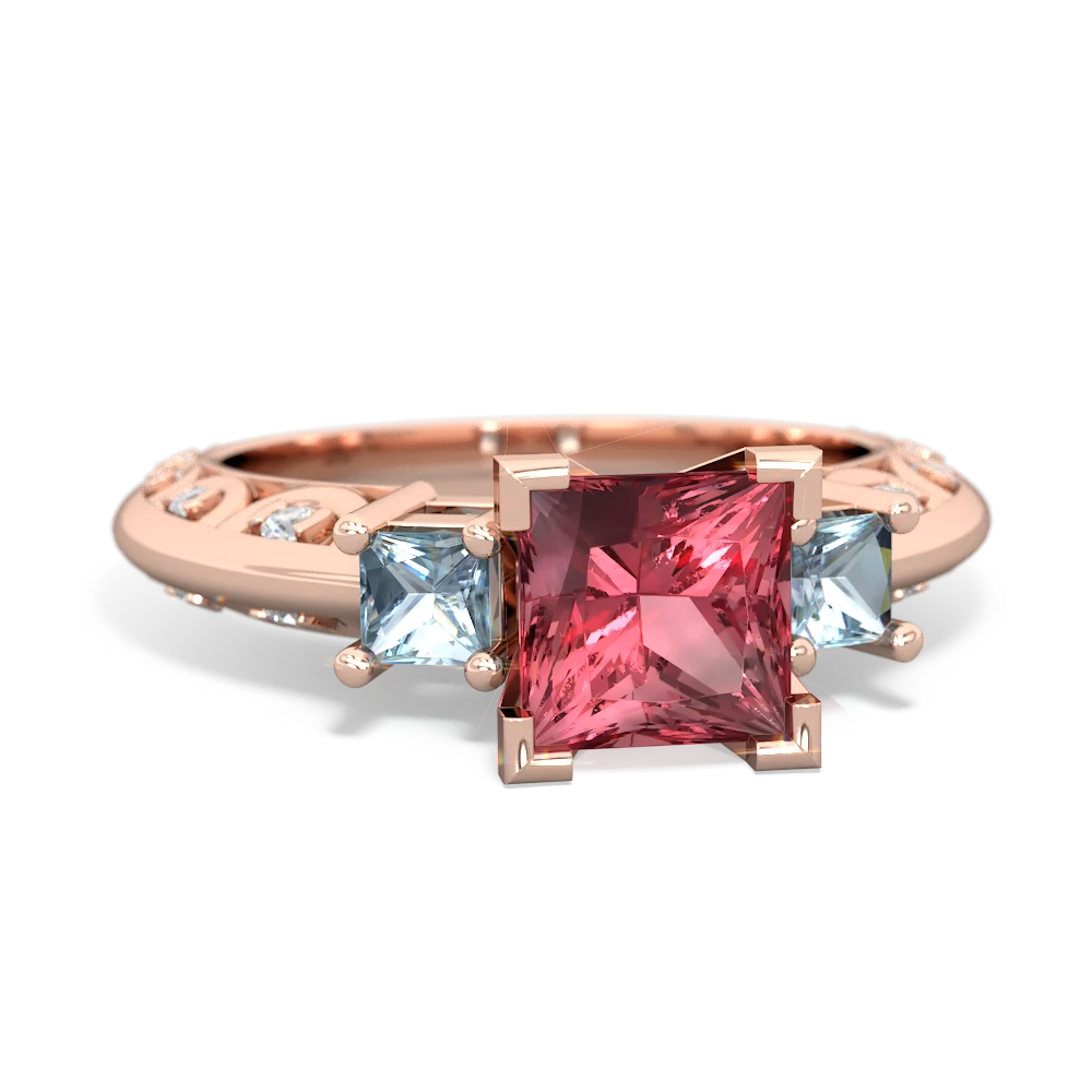 Pink Tourmaline Eternal Embrace Engagement 14K Rose Gold ring C2001