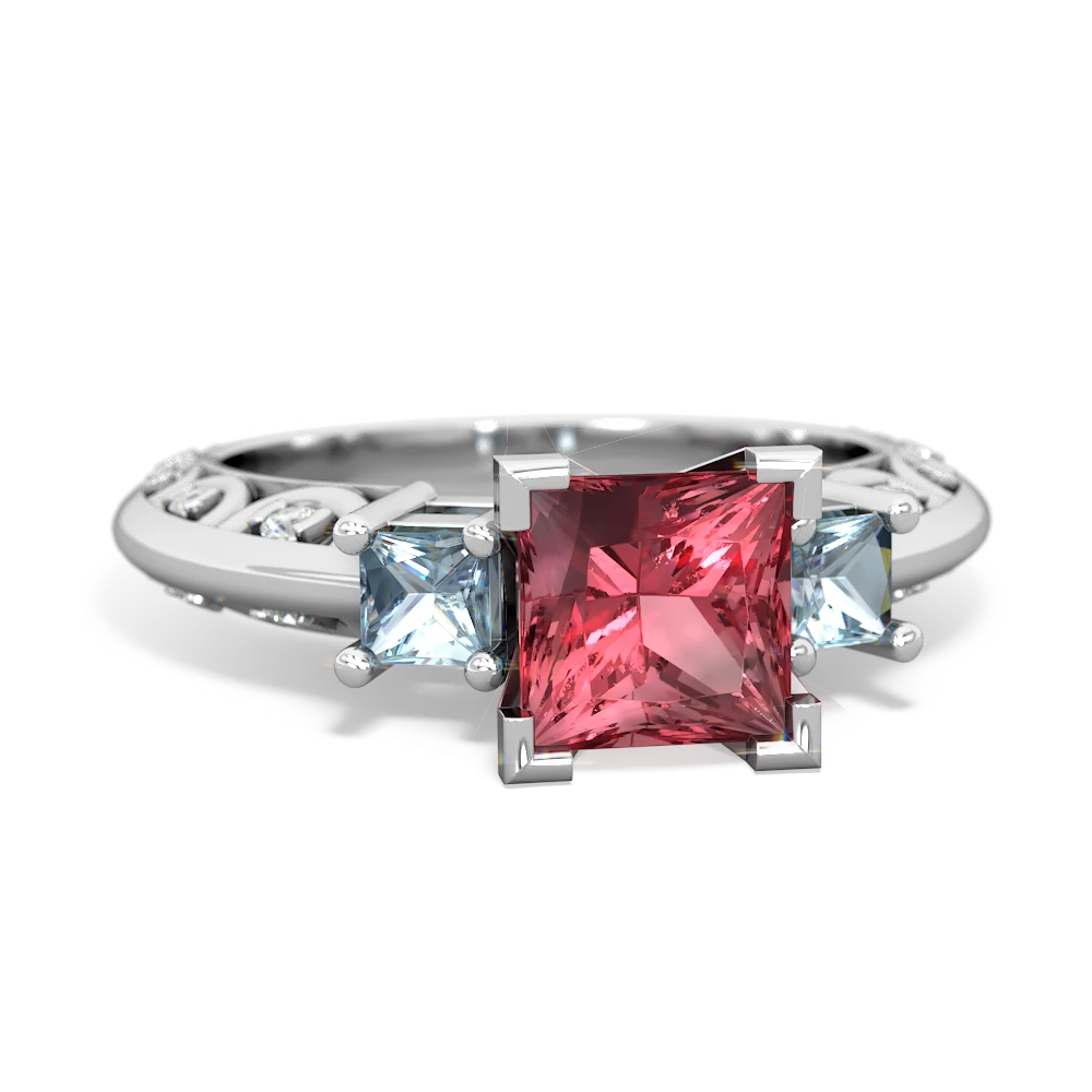 Pink Tourmaline Eternal Embrace Engagement 14K White Gold ring C2001