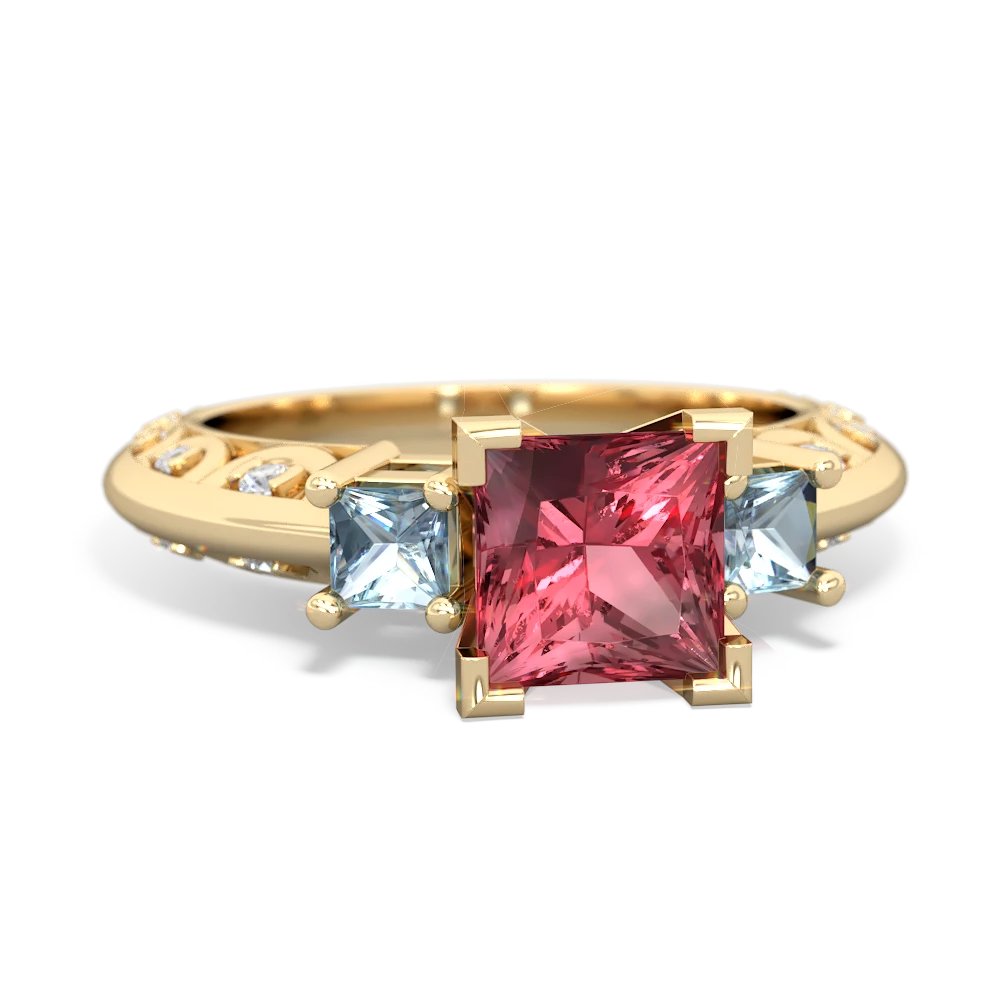 Pink Tourmaline Eternal Embrace Engagement 14K Yellow Gold ring C2001