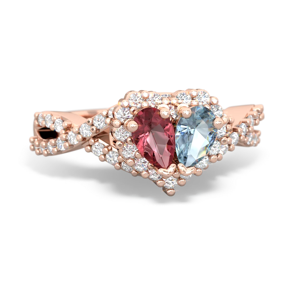 Pink Tourmaline Diamond Twist 'One Heart' 14K Rose Gold ring R2640HRT