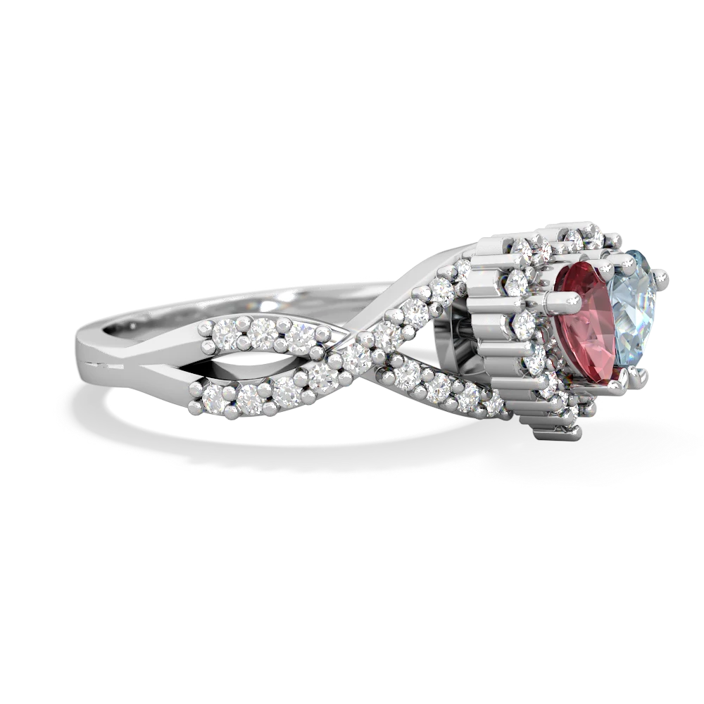 Pink Tourmaline Diamond Twist 'One Heart' 14K White Gold ring R2640HRT