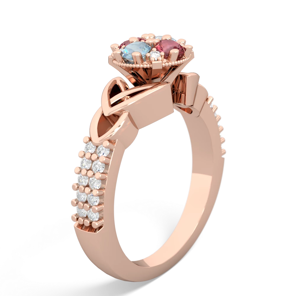 Pink Tourmaline Celtic Knot Cluster Engagement 14K Rose Gold ring R26443RD