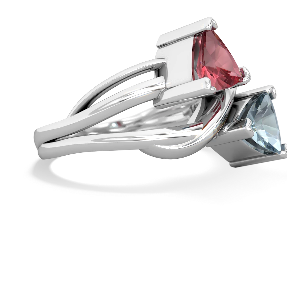 Pink Tourmaline Split Band Swirl 14K White Gold ring R2341