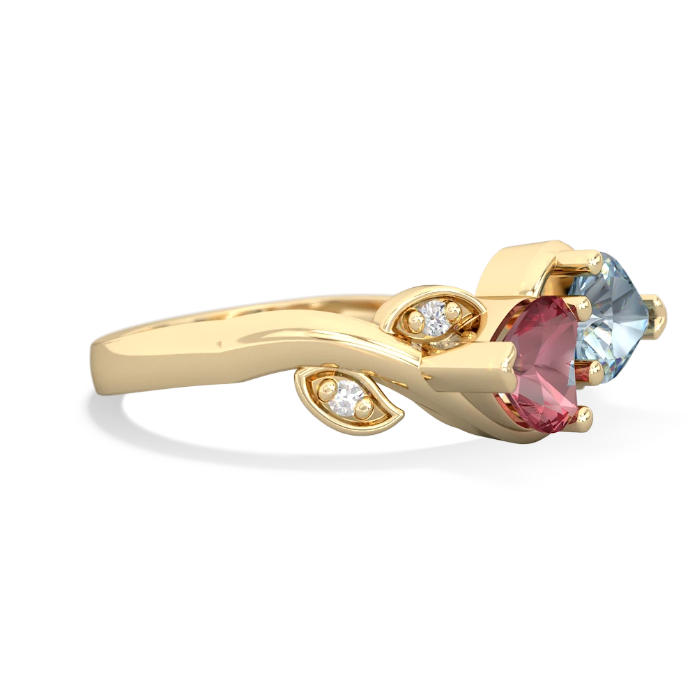 Pink Tourmaline Floral Elegance 14K Yellow Gold ring R5790