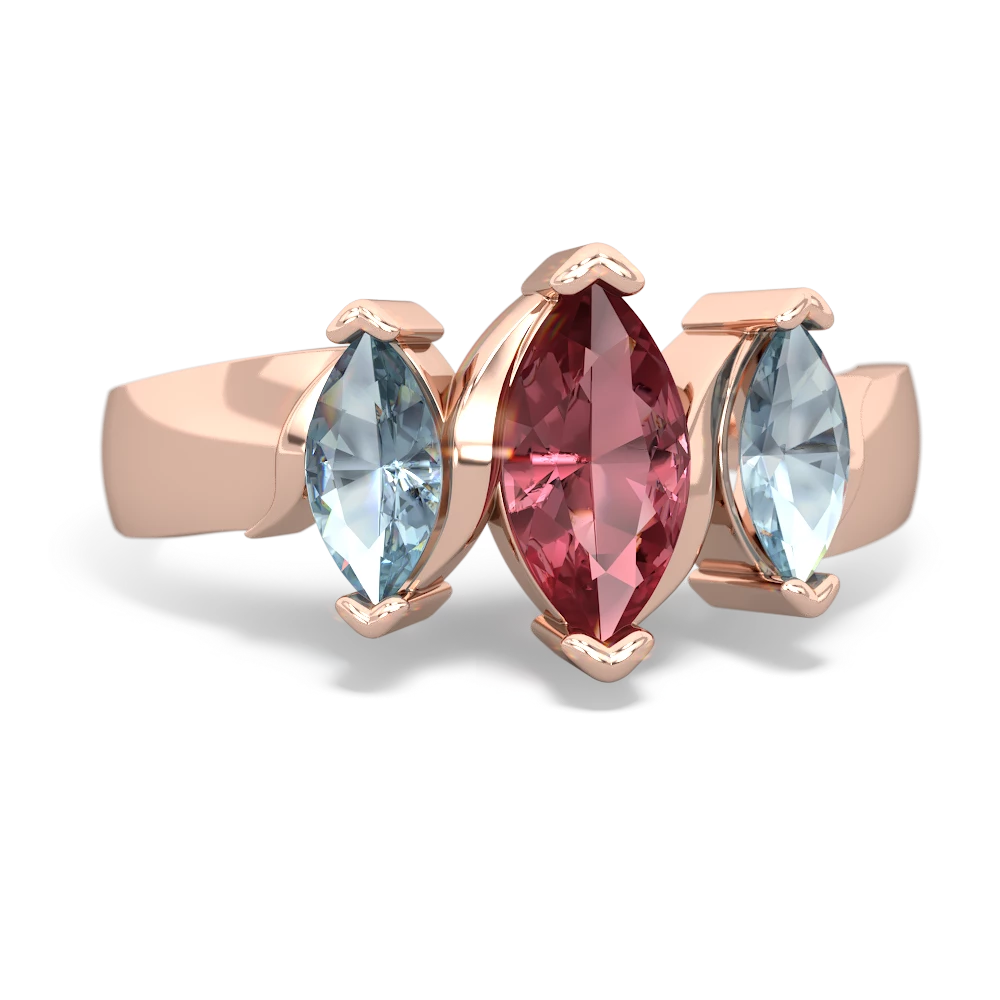 Pink Tourmaline Three Peeks 14K Rose Gold ring R2433