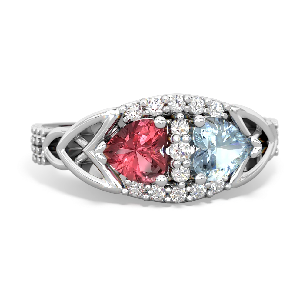 Pink Tourmaline Sparkling Celtic Knot 14K White Gold ring R2645