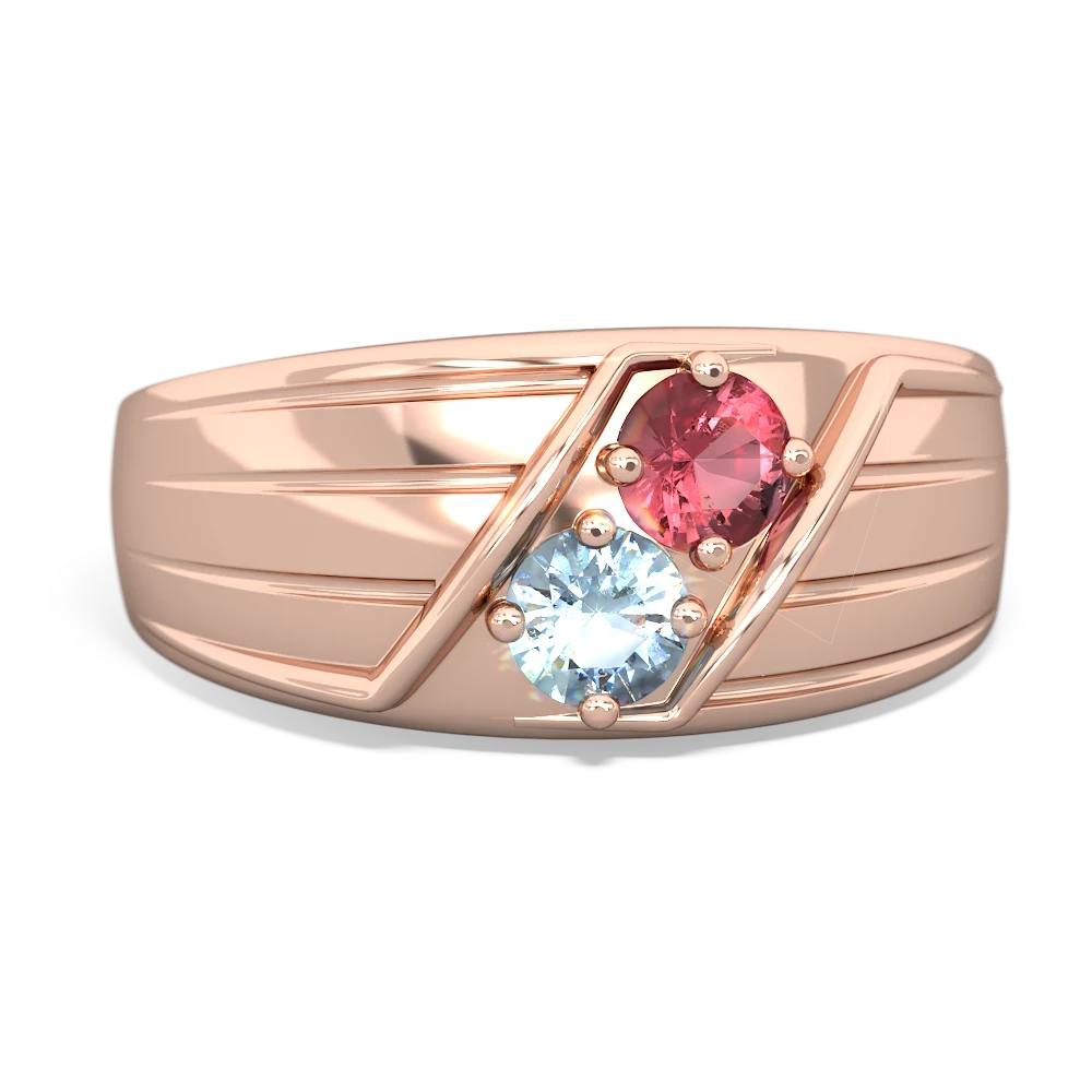 Pink Tourmaline Men's Streamline 14K Rose Gold ring R0460