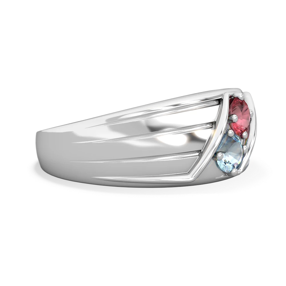 Pink Tourmaline Men's Streamline 14K White Gold ring R0460