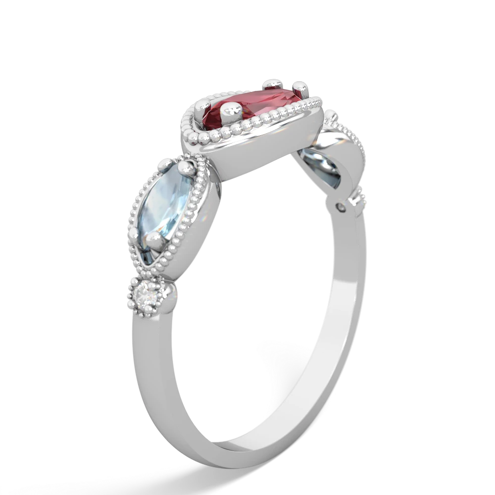 Pink Tourmaline Milgrain Marquise 14K White Gold ring R5700