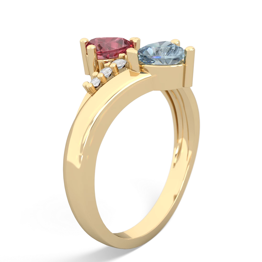 Pink Tourmaline Heart To Heart 14K Yellow Gold ring R2064