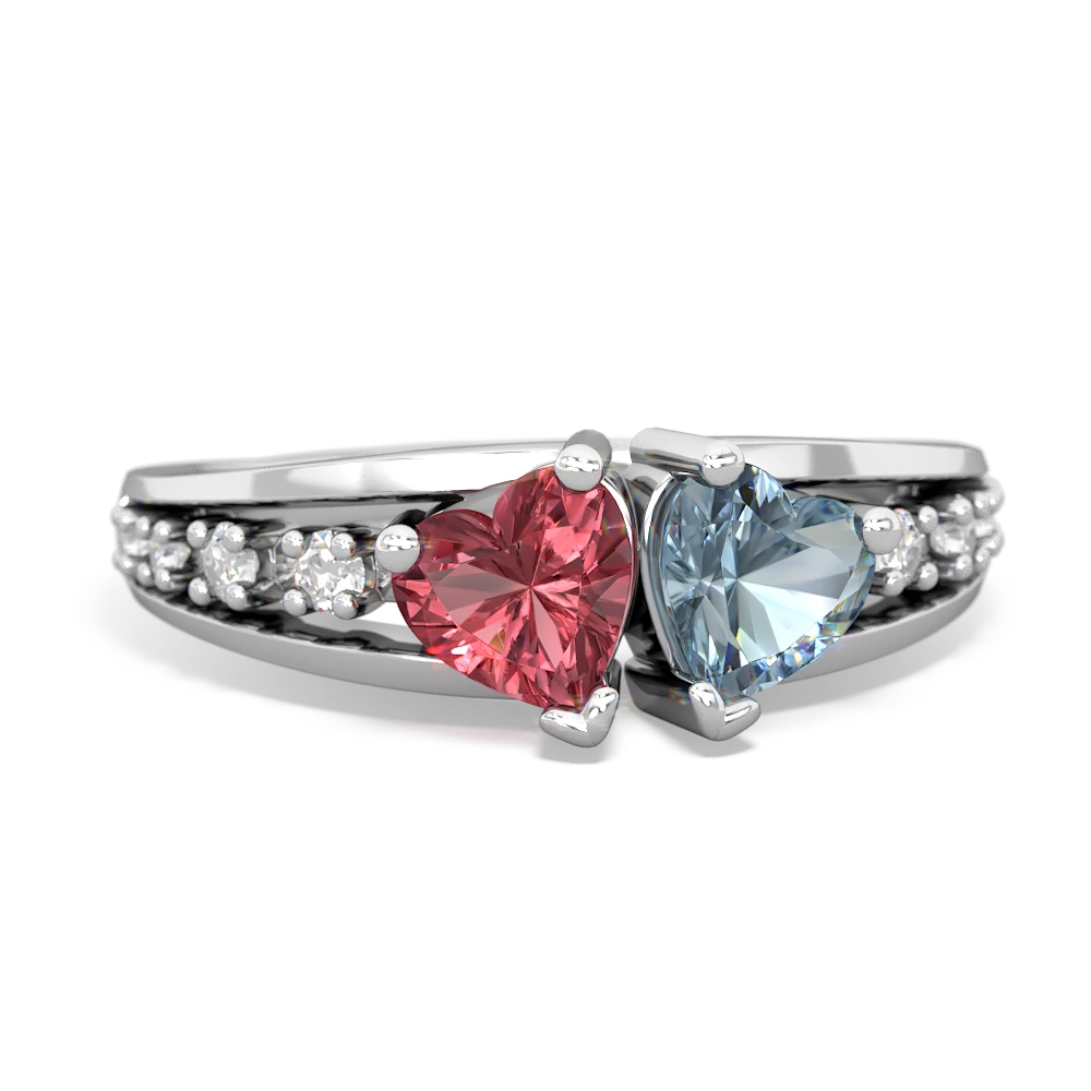 Pink Tourmaline Heart To Heart 14K White Gold ring R3342