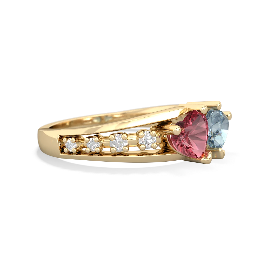 Pink Tourmaline Heart To Heart 14K Yellow Gold ring R3342