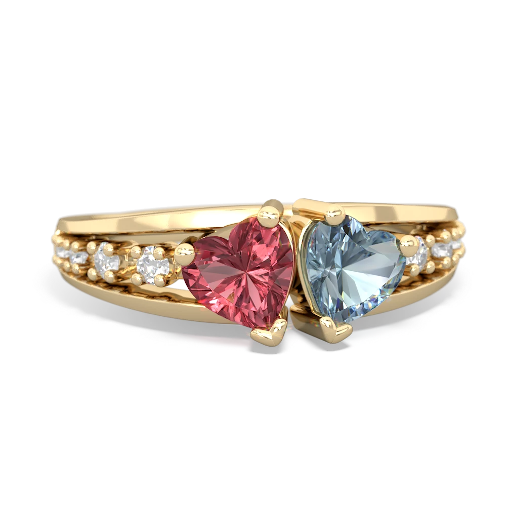 Pink Tourmaline Heart To Heart 14K Yellow Gold ring R3342