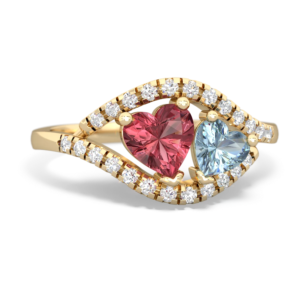 Pink Tourmaline Mother And Child 14K Yellow Gold ring R3010