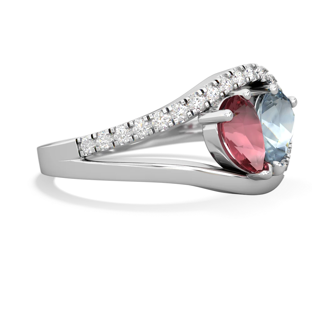 Pink Tourmaline Nestled Heart Keepsake 14K White Gold ring R5650