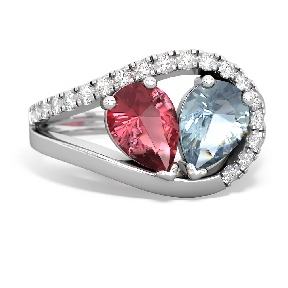 Pink Tourmaline Nestled Heart Keepsake 14K White Gold ring R5650