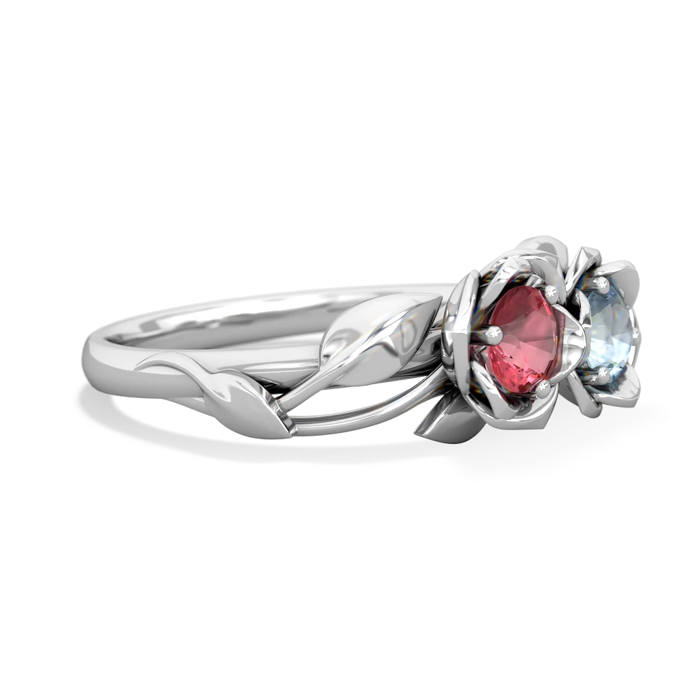 Pink Tourmaline Rose Garden 14K White Gold ring R5510