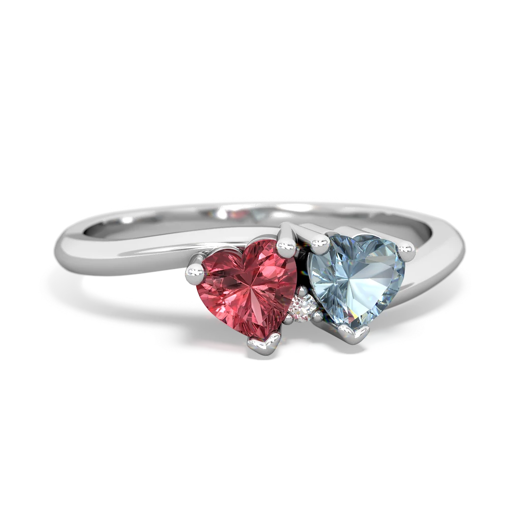 Pink Tourmaline Sweethearts 14K White Gold ring R5260